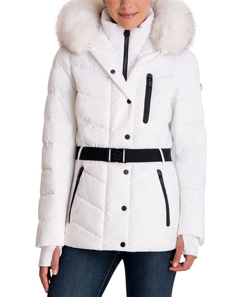 michael michael kors faux-fur-trim asymmetrical coat|michael michael kors hooded faux fur trim down puffer coat.